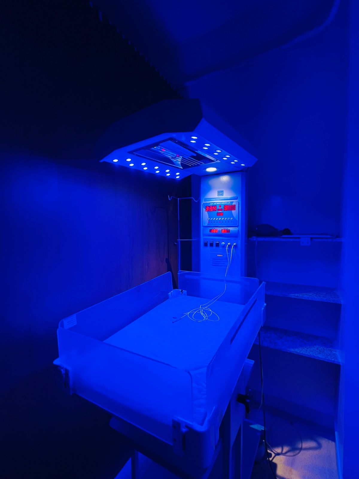 Hospital room with bed