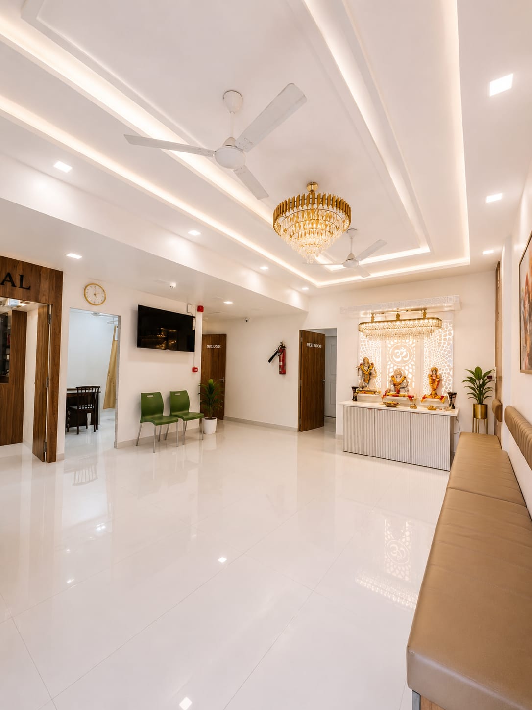 Hospital corridor with consultation rooms